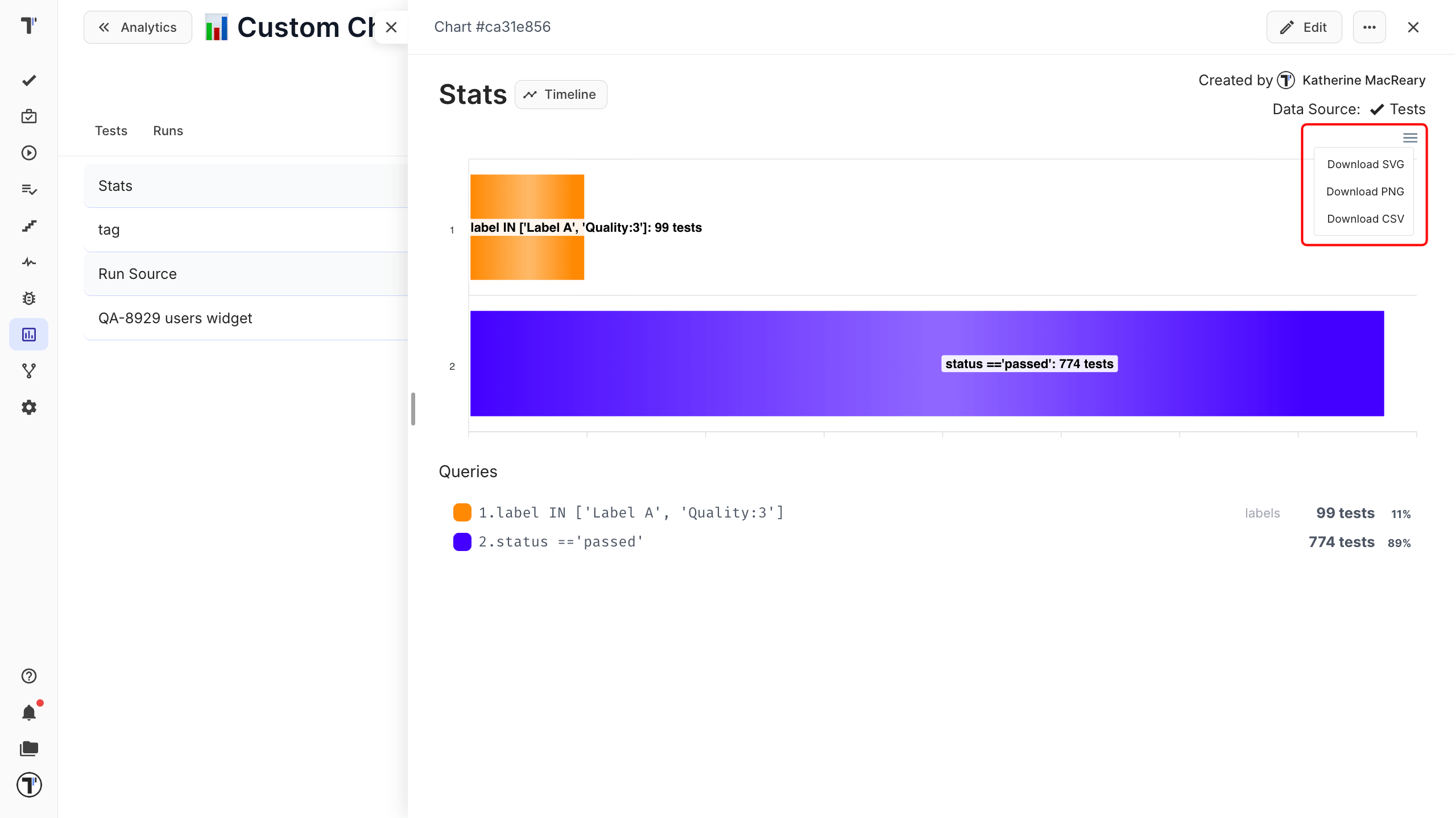 Custom chart export options